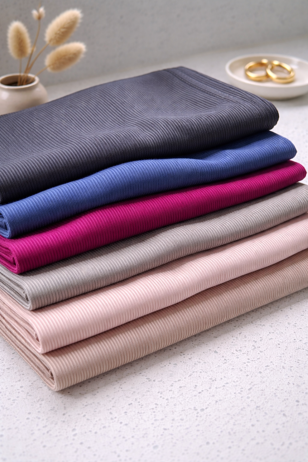 Bamboo ribbed jersey hijabs triple stitched stretchy