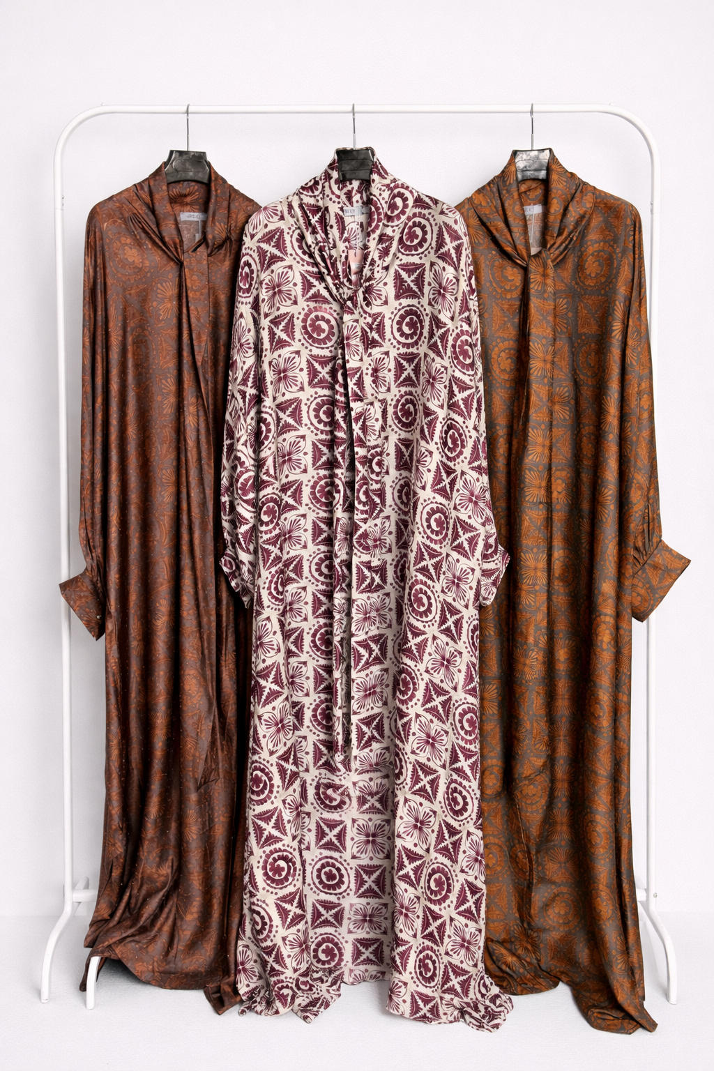 Printed Tie-Neck Embellished Kaftan
