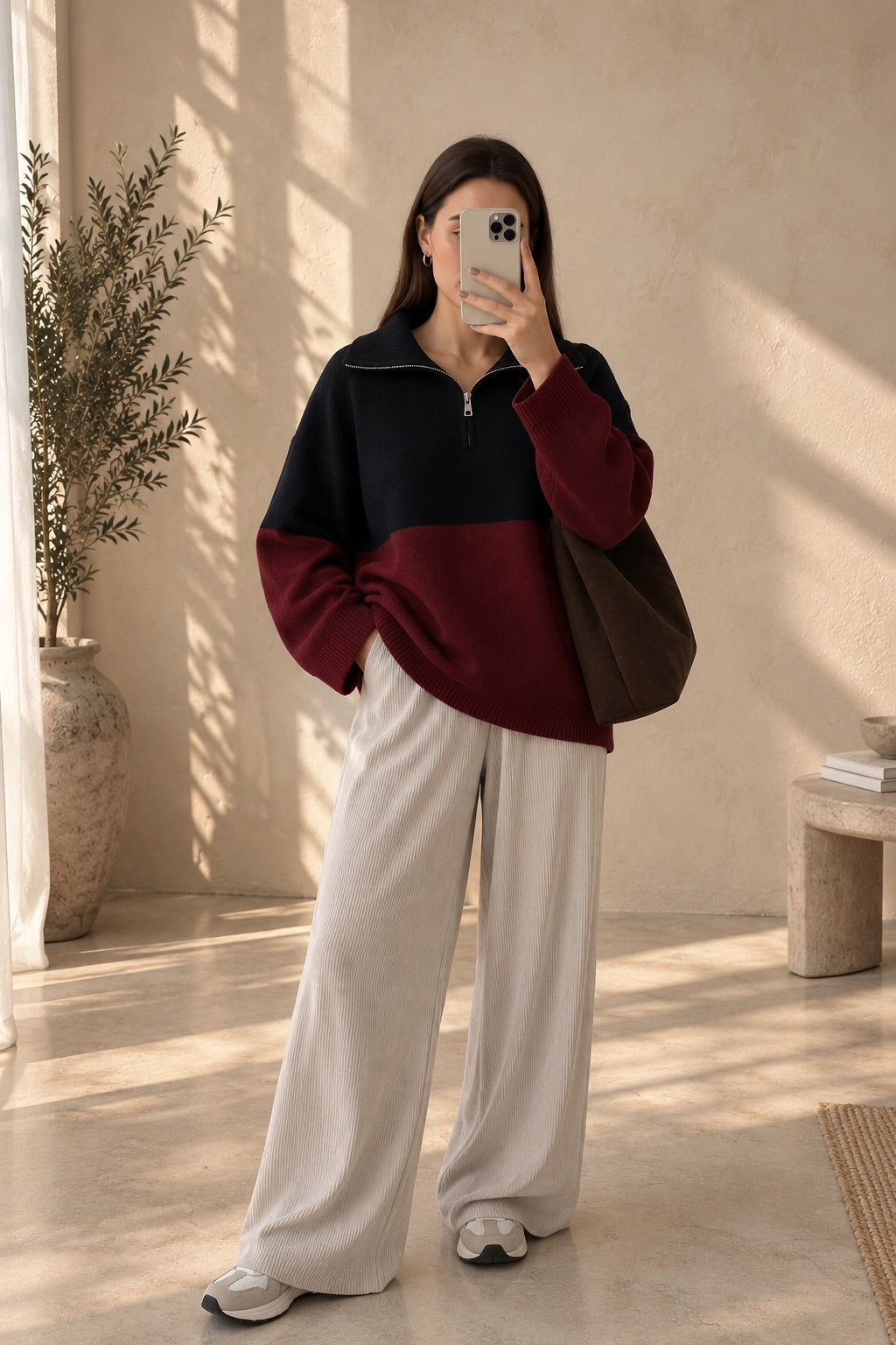 Colour Block Half Zip Knit