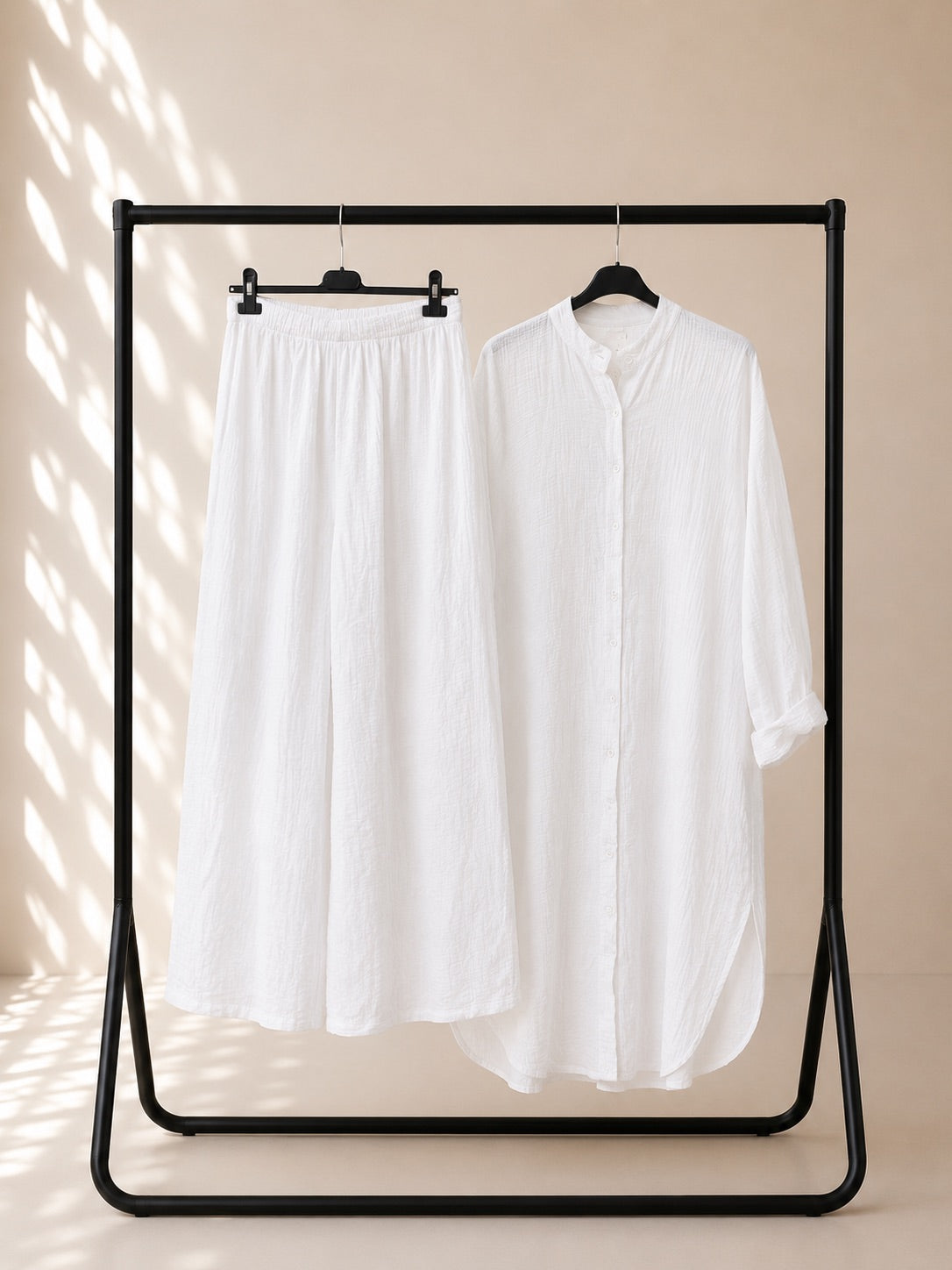 Longline cotton cheesecloth coord set