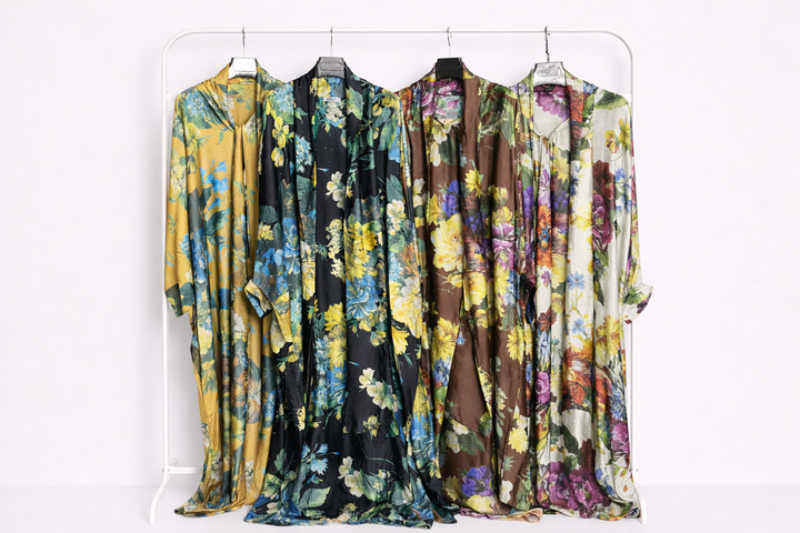 Printed Tie-Neck Embellished Kaftan