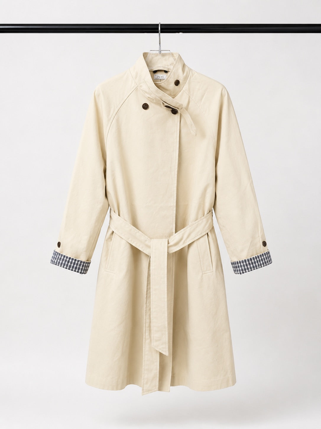 High neck lightweight casual belted jacket