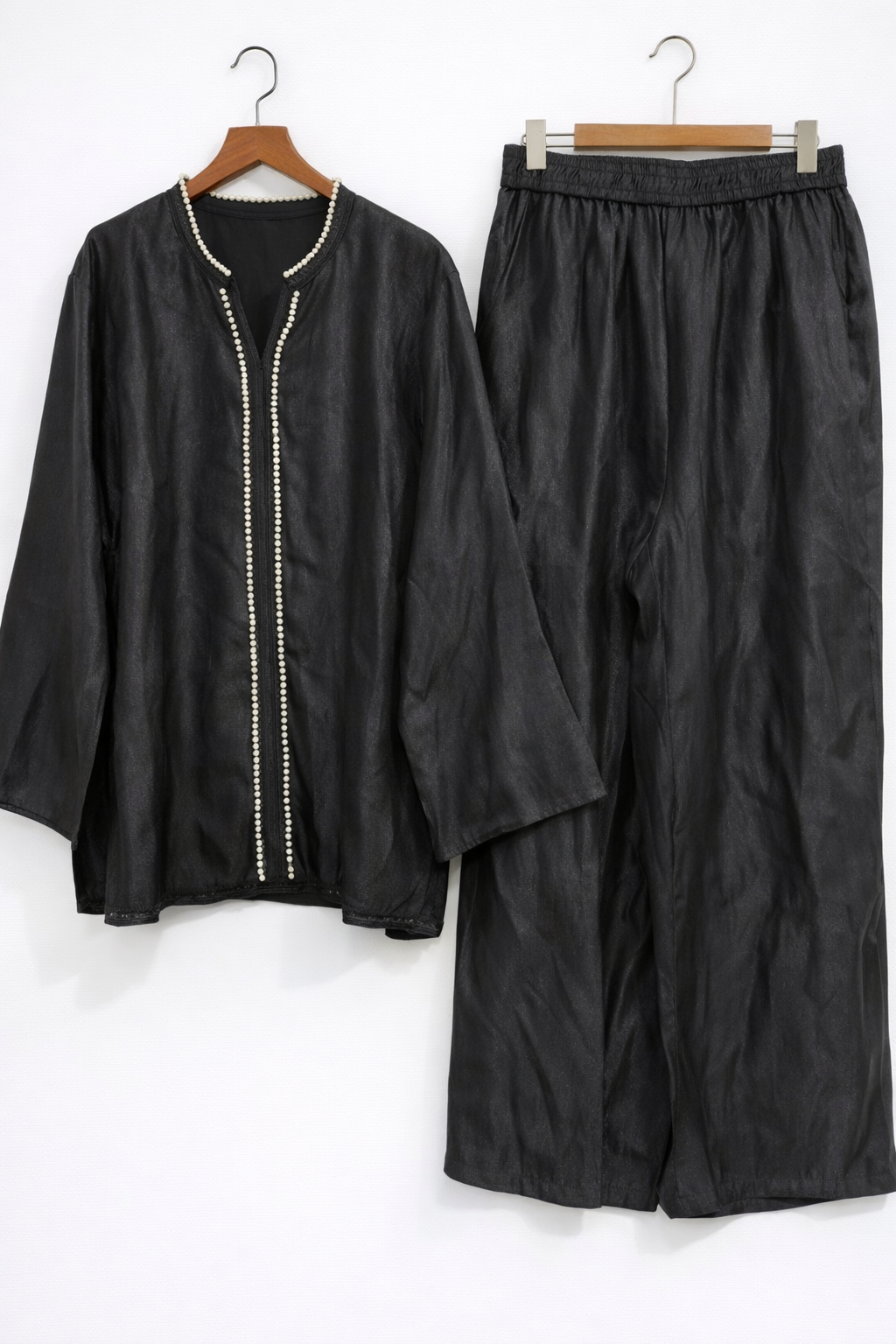 Organza Pearl Bead Trim Co-ord Set with pockets