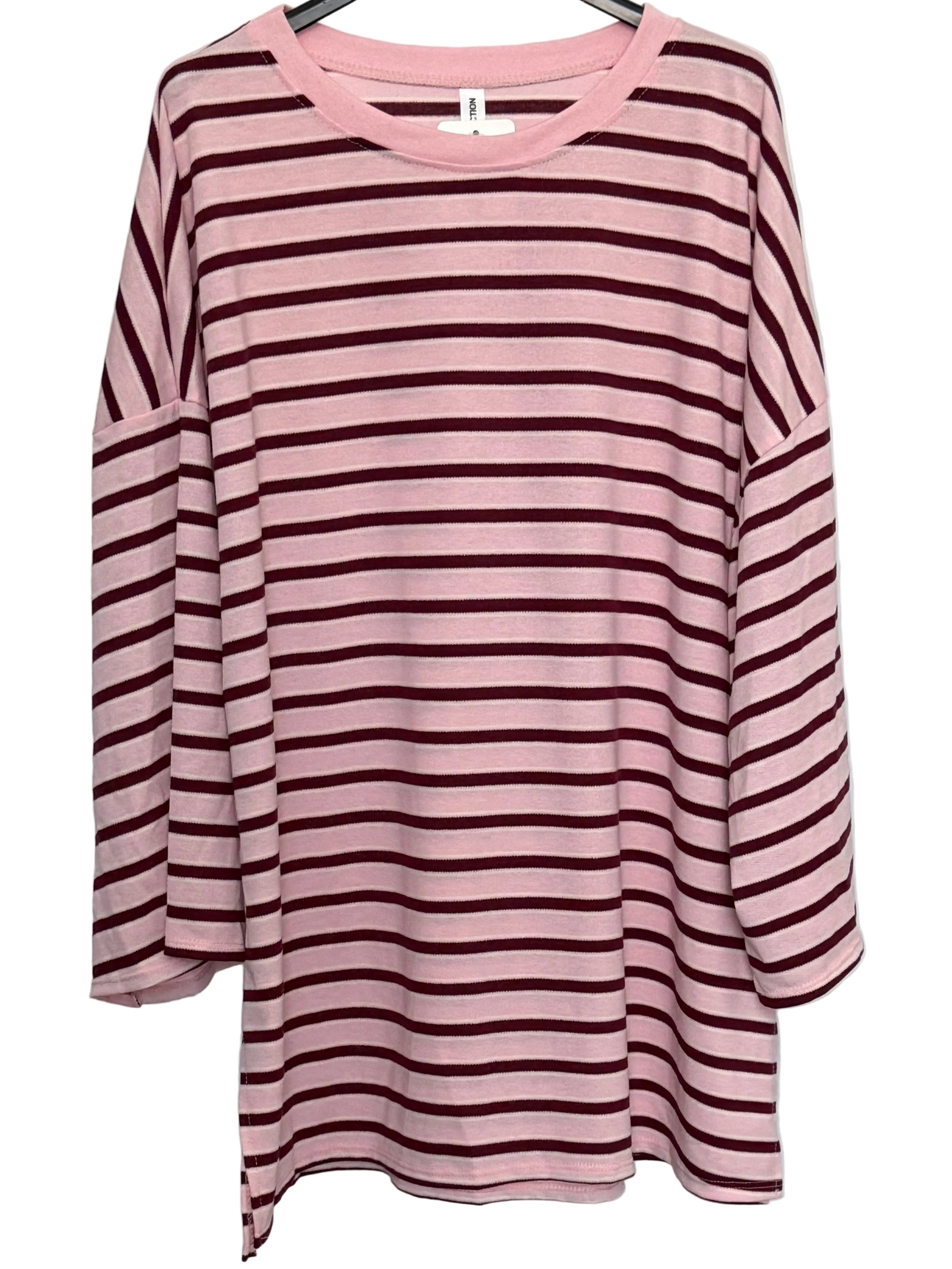 Striped oversized casual everyday cotton blend tshirt