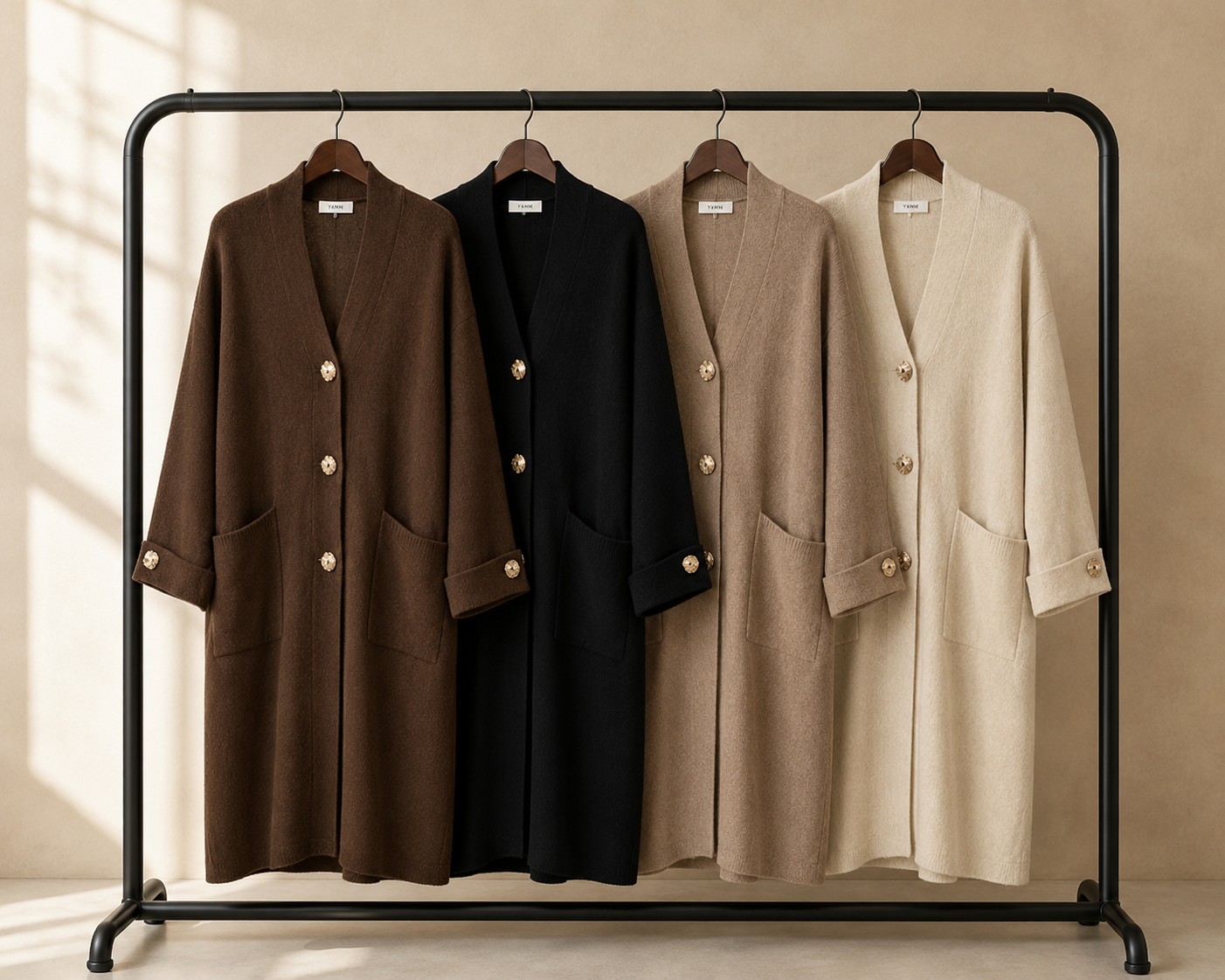 Longline gold button cardigan