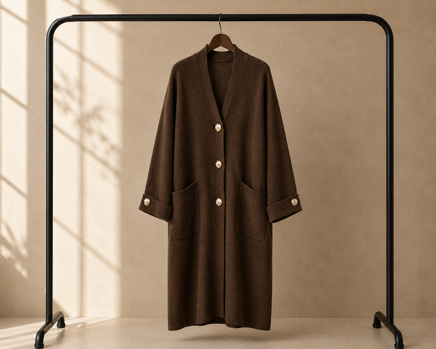 Longline gold button cardigan
