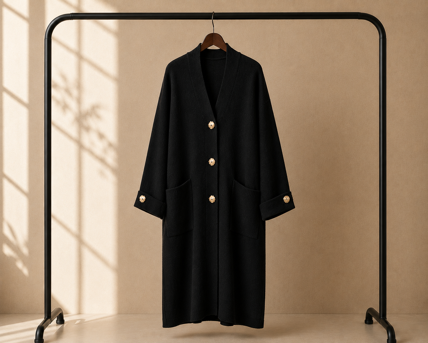 Longline gold button cardigan