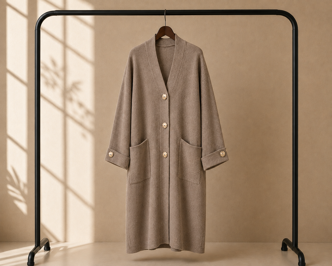 Longline gold button cardigan