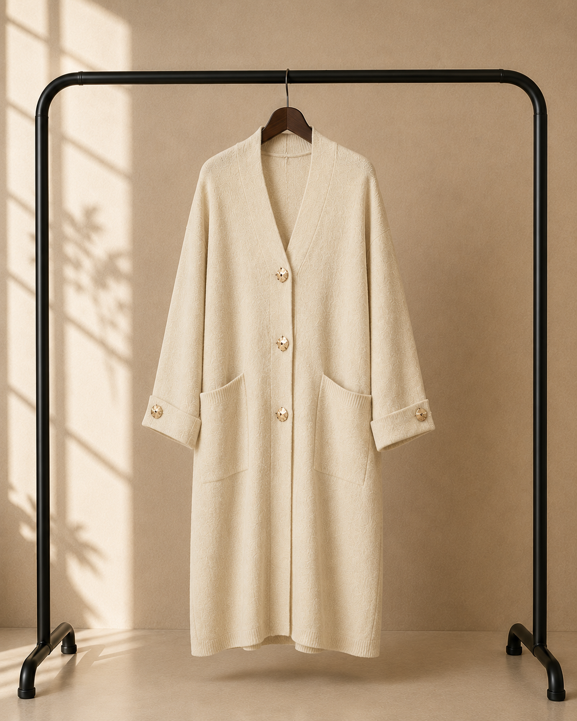 Longline gold button cardigan