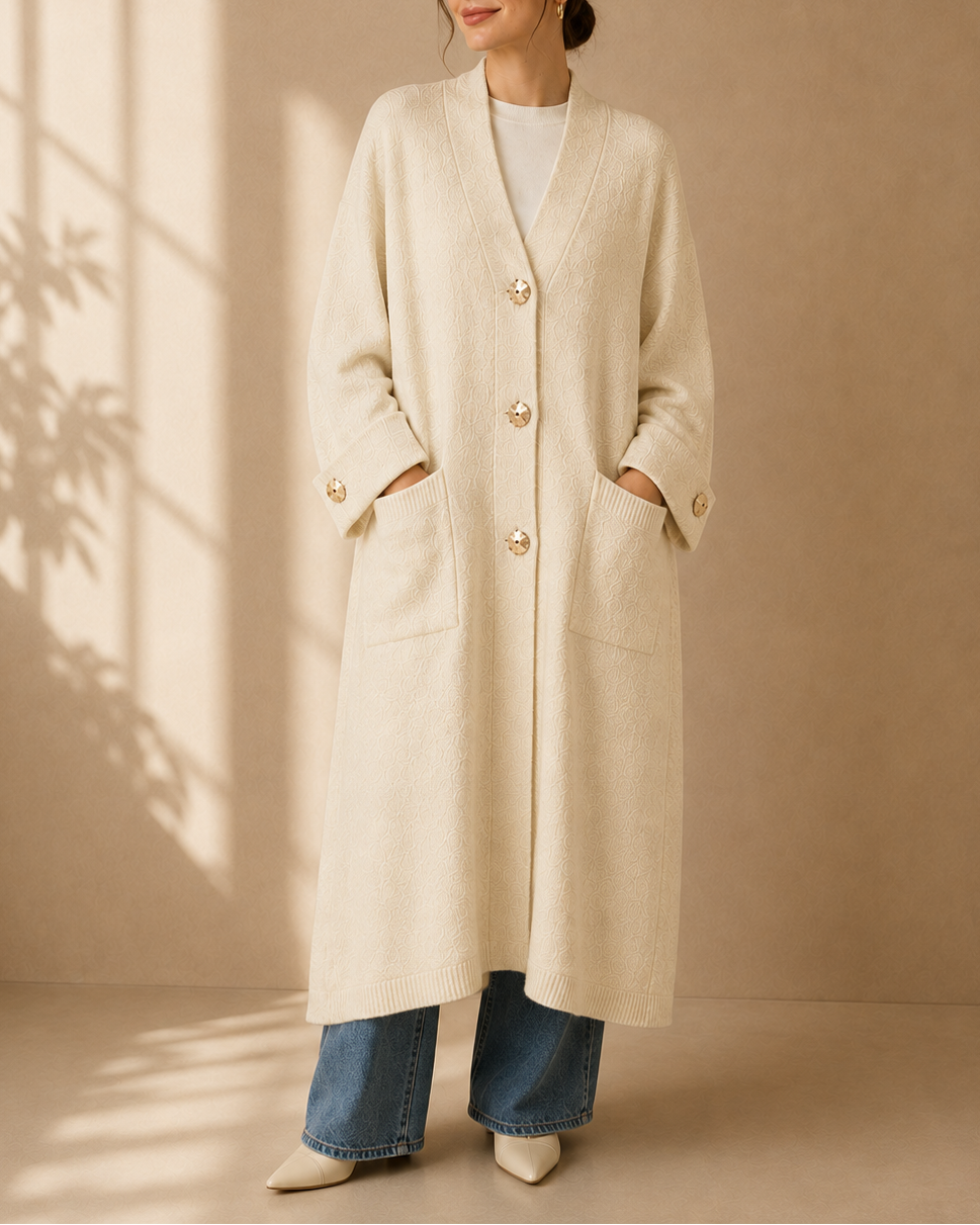 Longline gold button cardigan