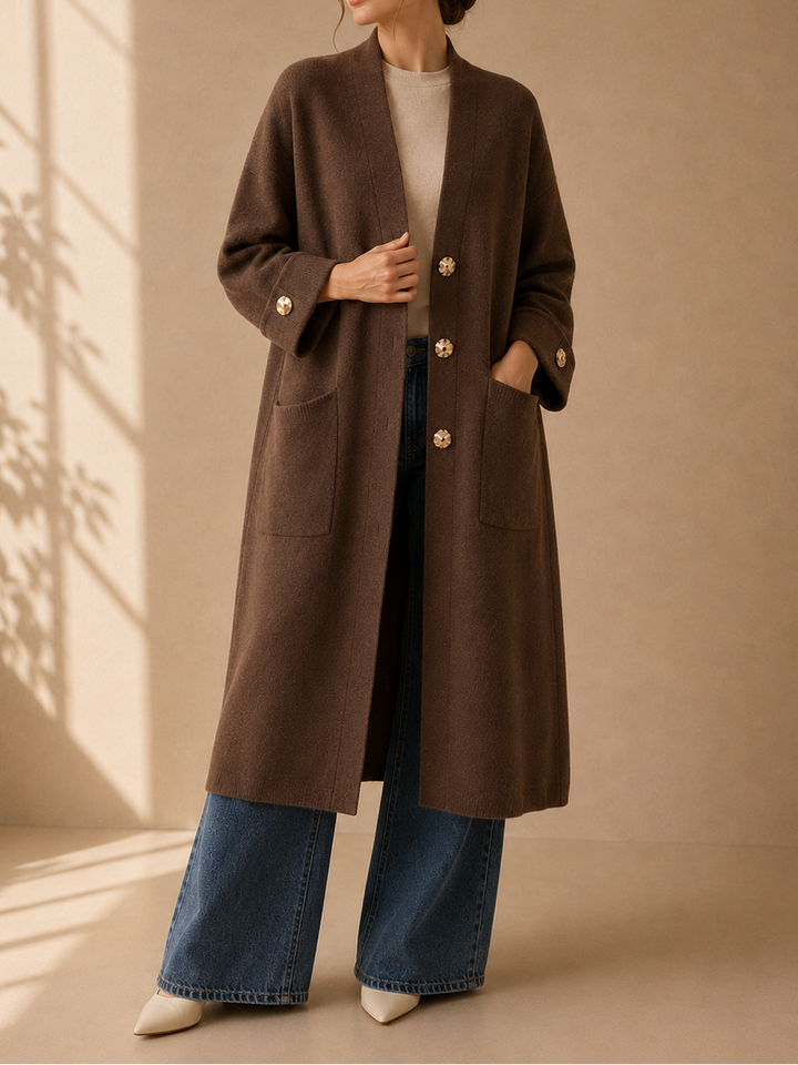 Longline gold button cardigan