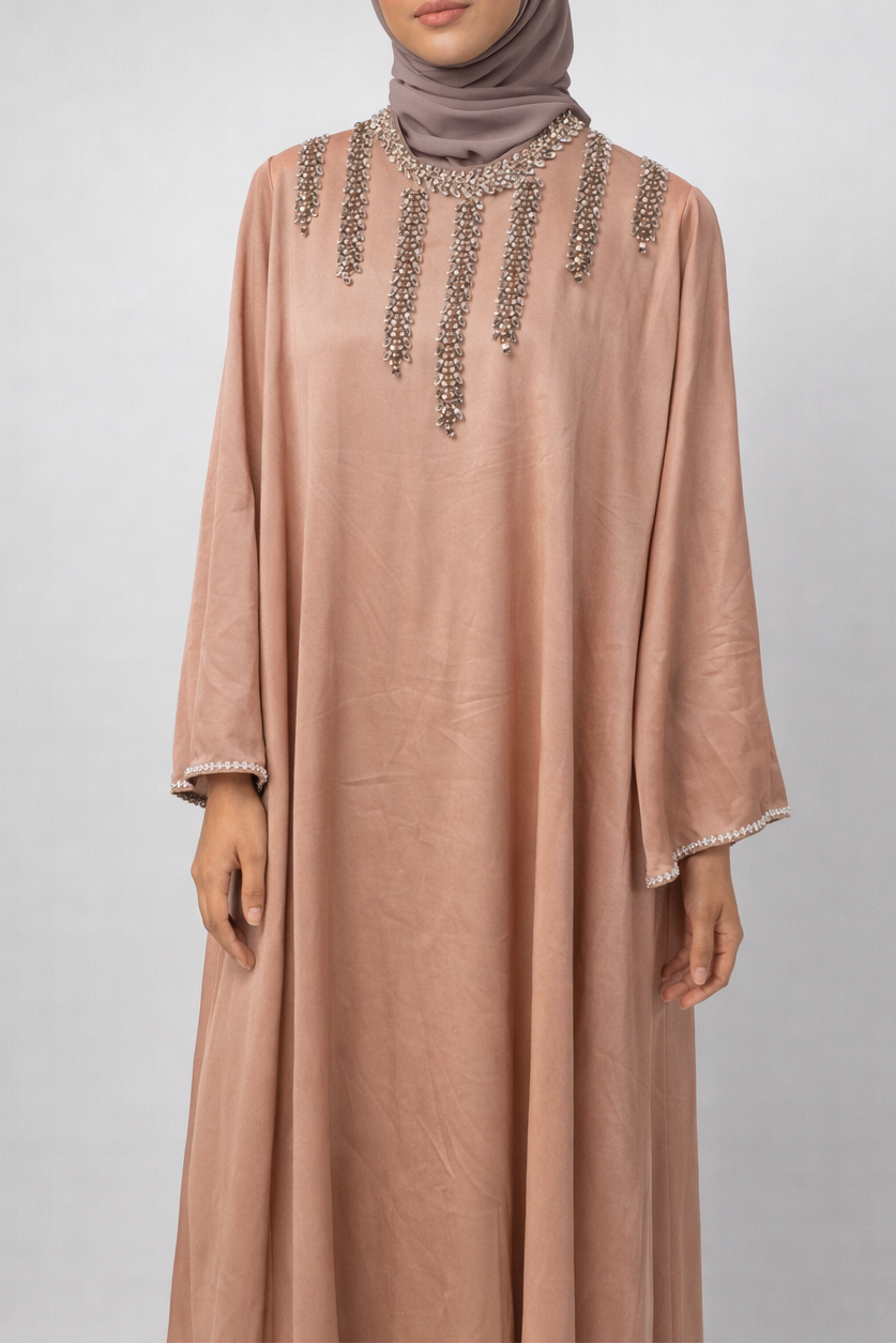 Luxe Rhinestone Neck Abaya