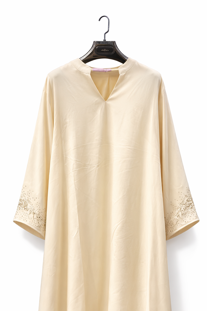 Minimal Beaded Cuff Abaya