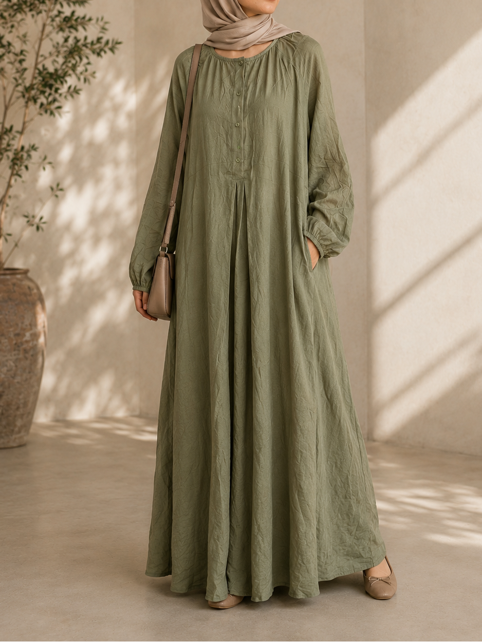 Relaxed Buttoned Maxi Dress