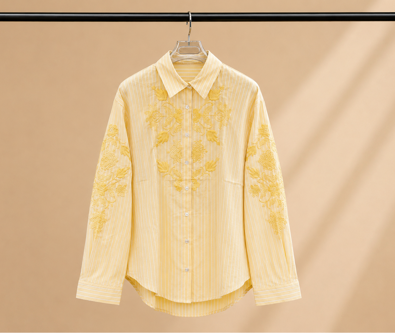 Floral Embroidered Stripe Shirt