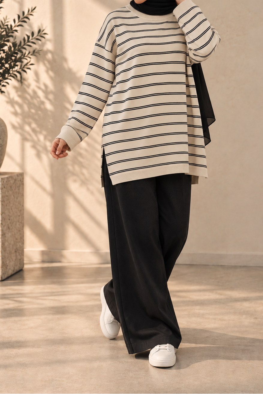 Longline Stripe Knit Top