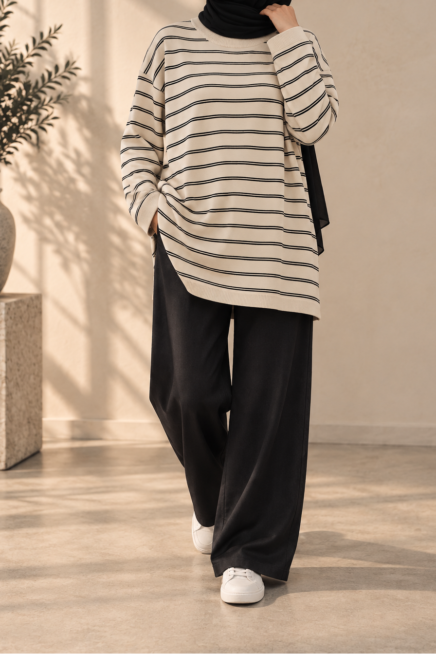 Longline Stripe Knit Top