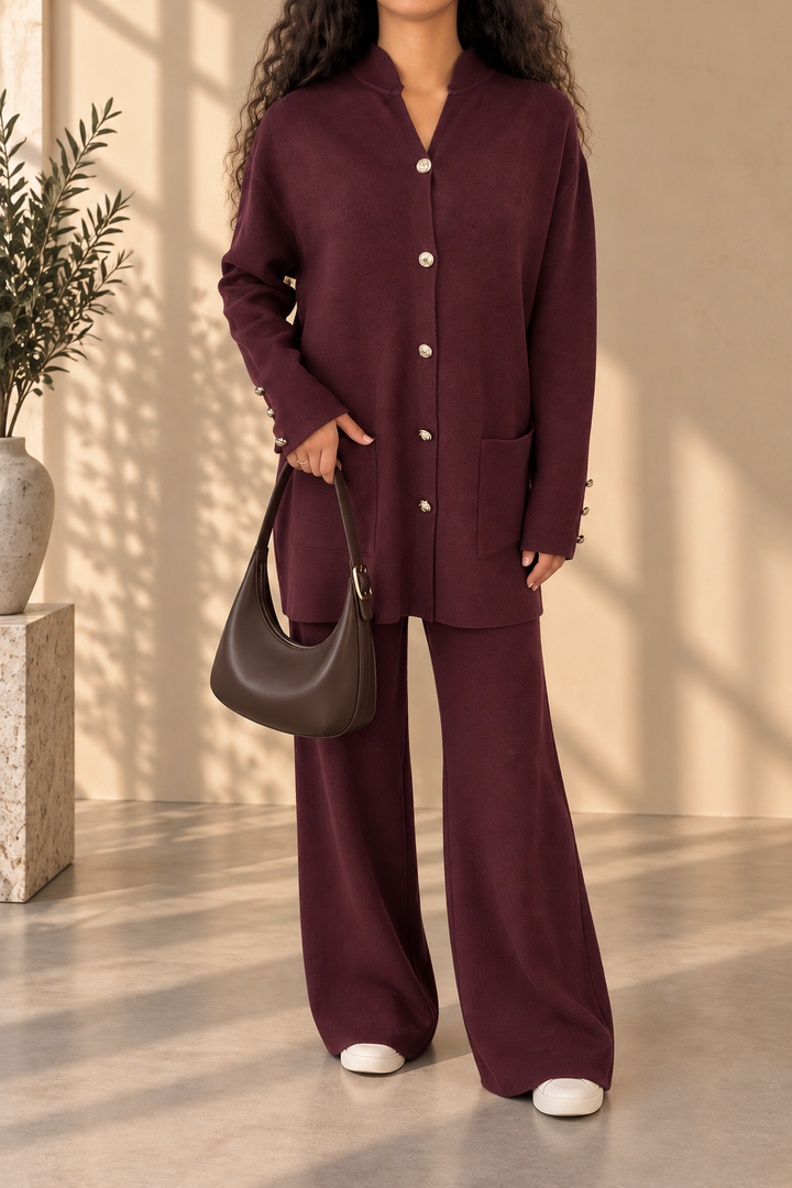 Gold Button Knit Set