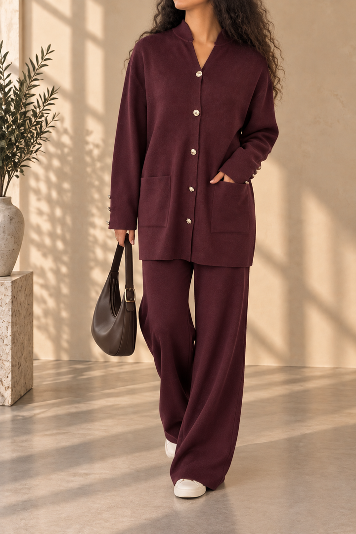 Gold Button Knit Set