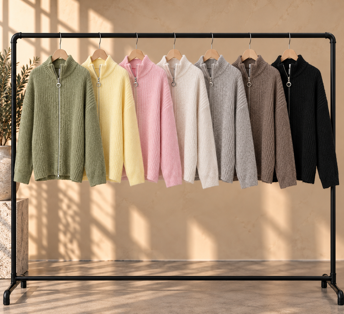 Ribbed Zip Knit Cardigan