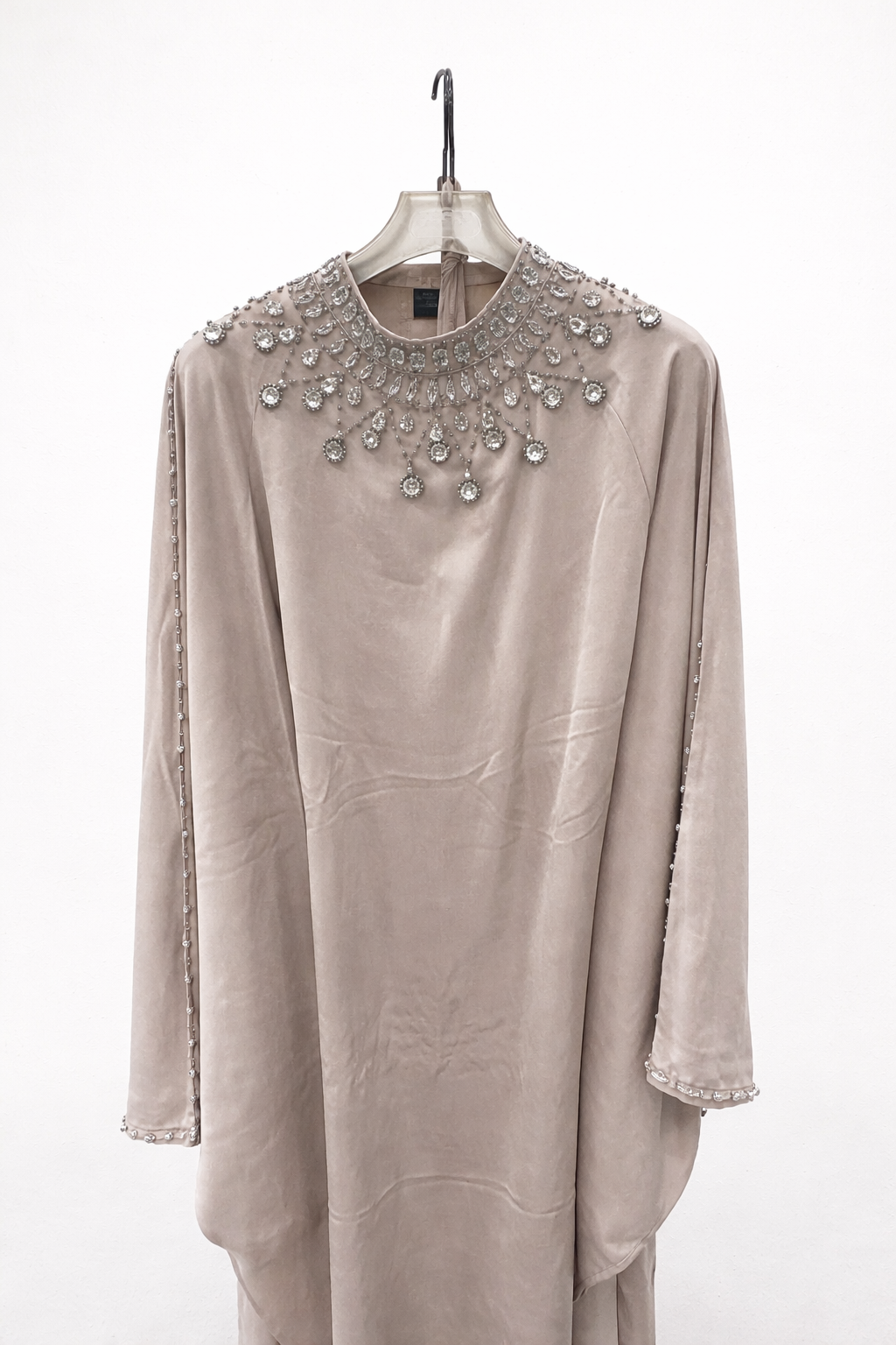 Crystal Drop Neckline Batwinged Abaya