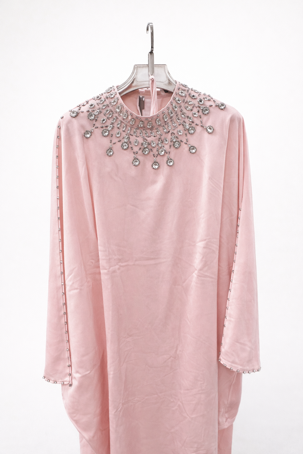 Crystal Drop Neckline Batwinged Abaya