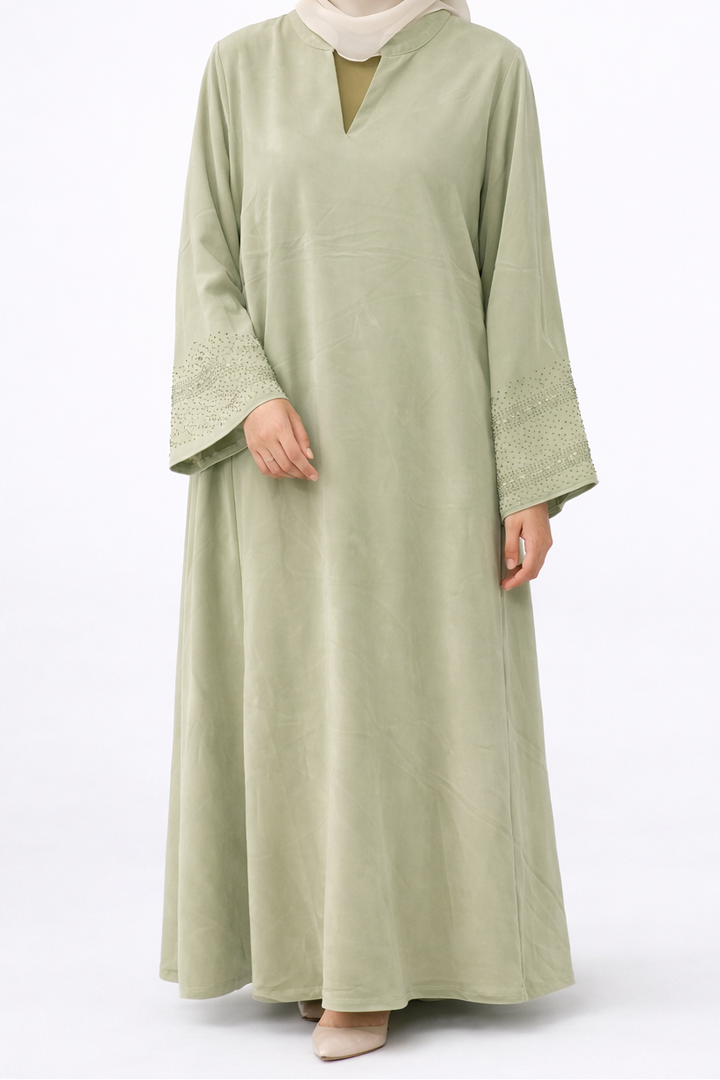 Minimal Beaded Cuff Abaya