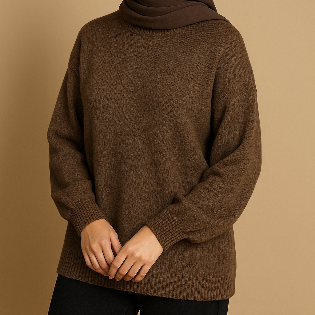 High neck knitted jumper