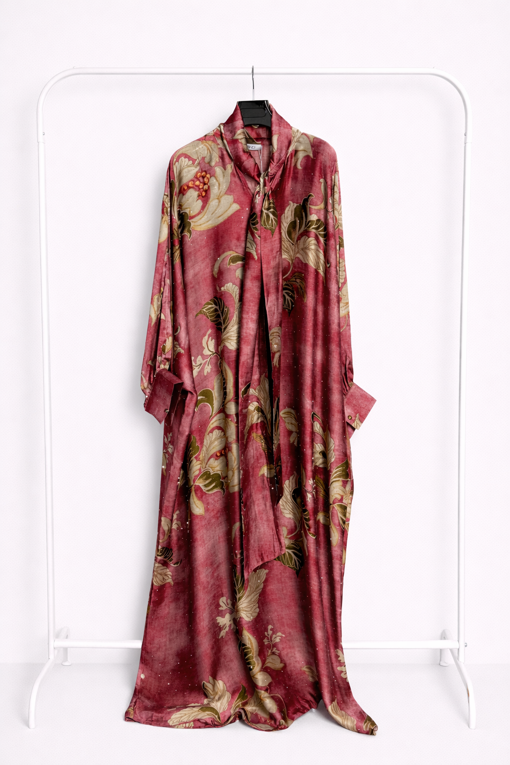 Printed Tie-Neck Embellished Kaftan