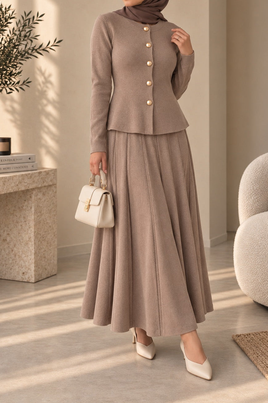 Panelled Knit Skirt Set