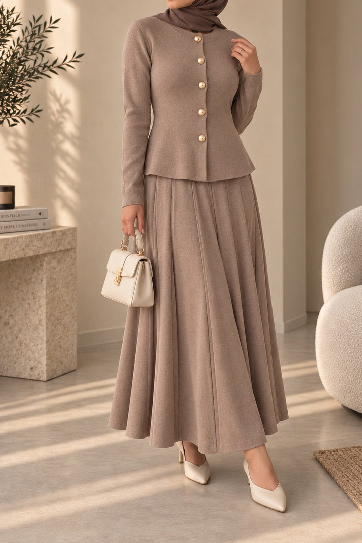 Panelled Knit Skirt Set