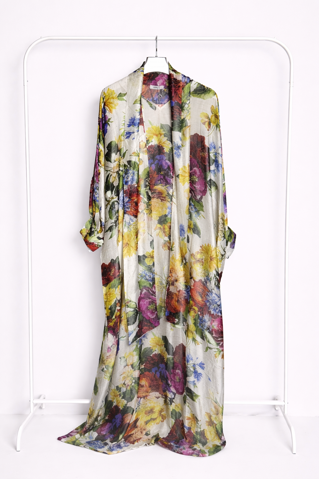 Printed Tie-Neck Embellished Kaftan