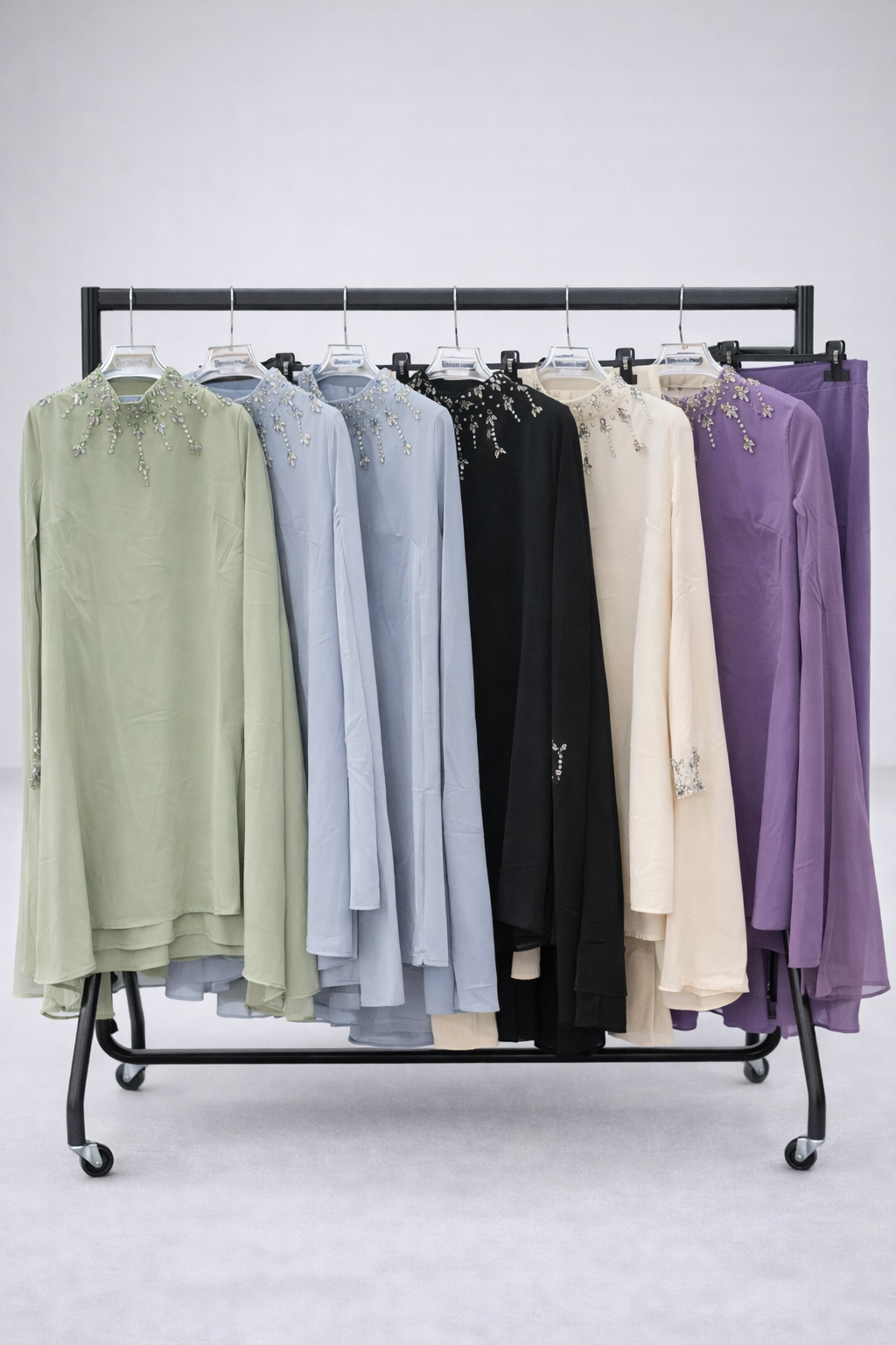 Luxury Beaded Crystal detail occasion wear sets with cape sleeves