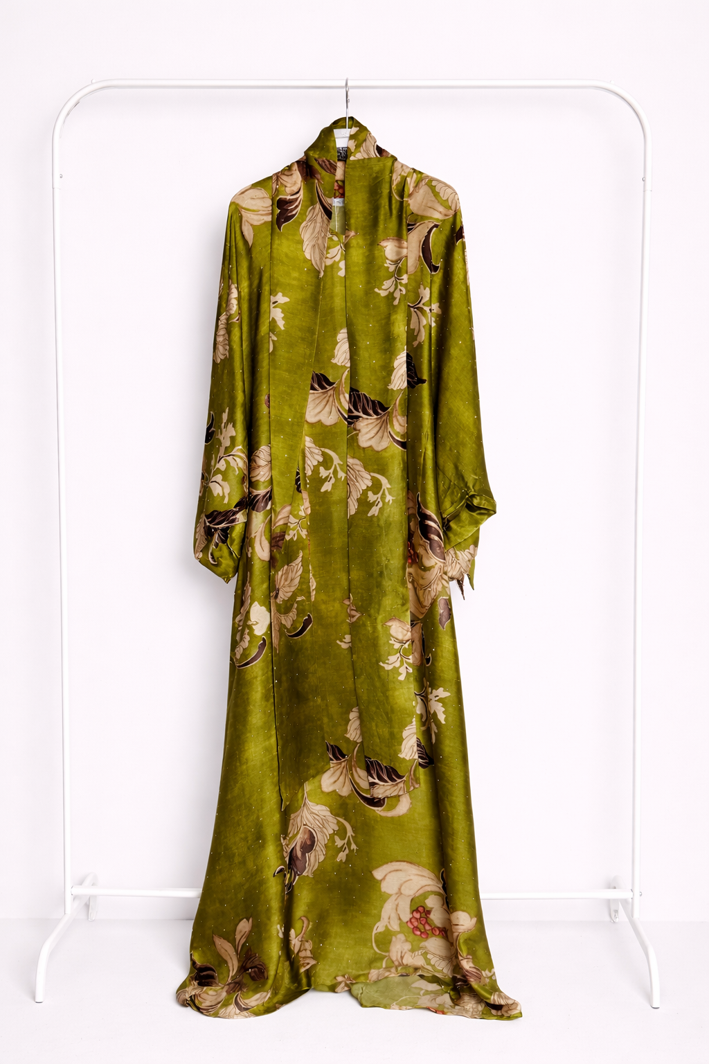 Printed Tie-Neck Embellished Kaftan