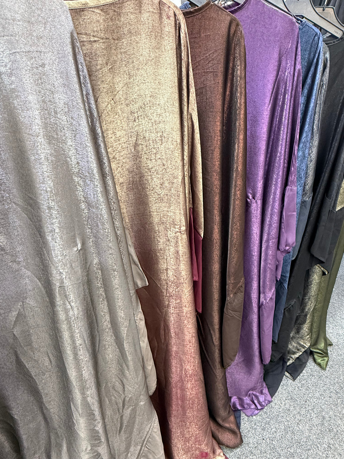 Two tone shimmer metallic tie waist abaya  kaftan