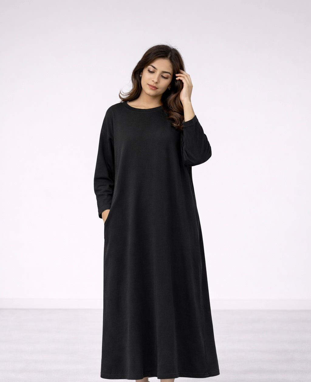 Long sleeved everyday tshirt dress with pockets