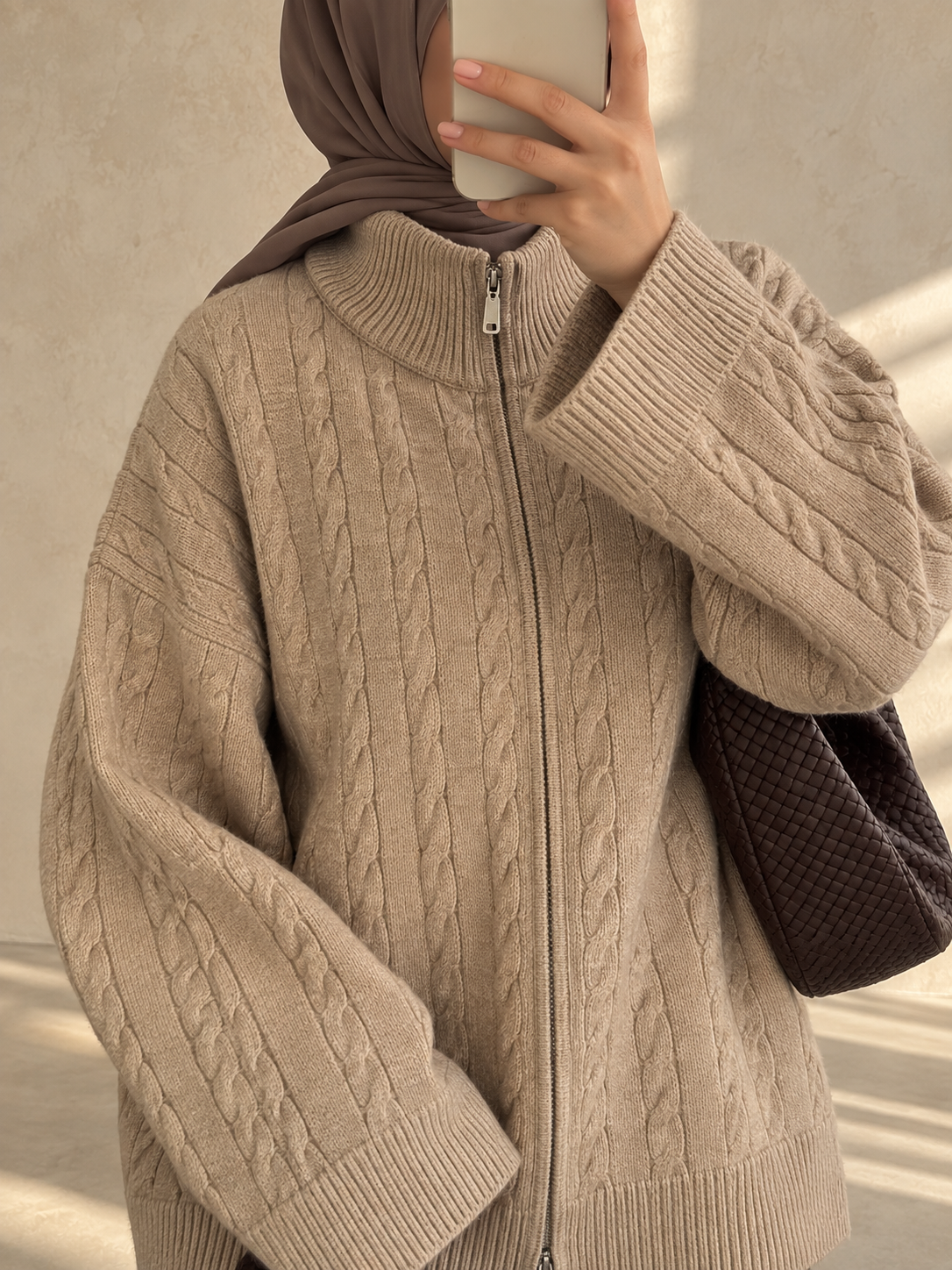 Cable Knit Zip Up trouser set