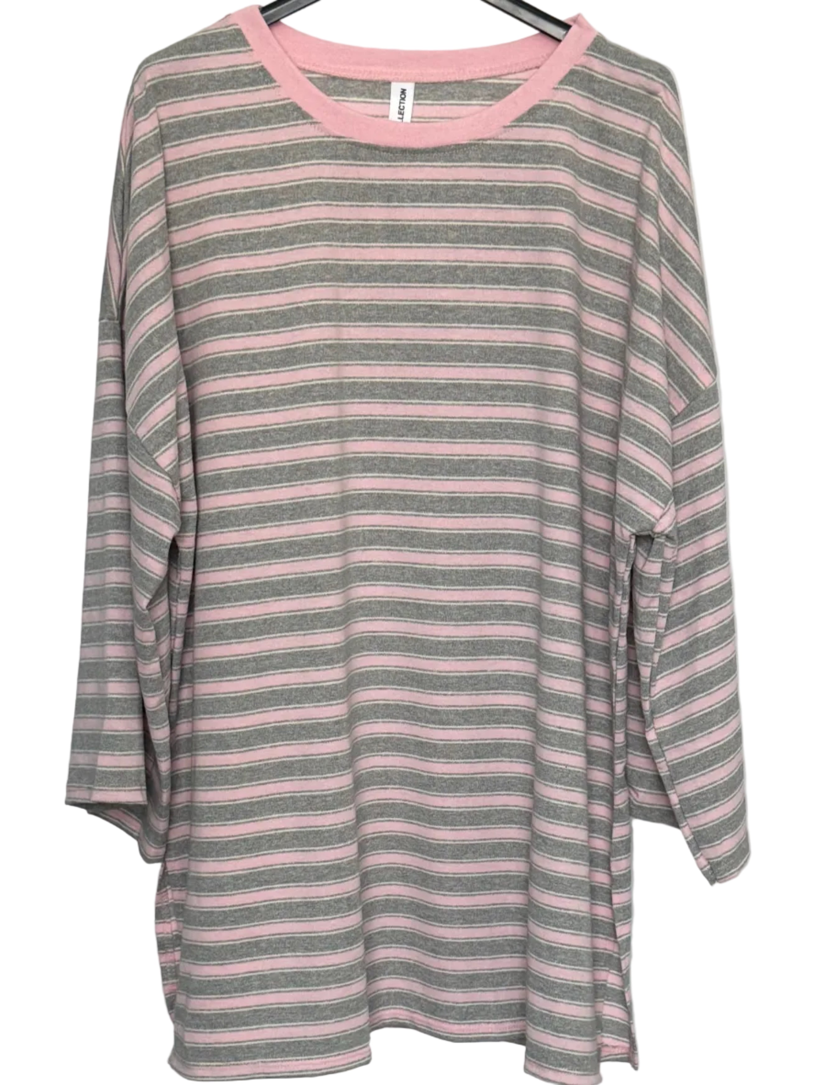 Striped oversized casual everyday cotton blend tshirt