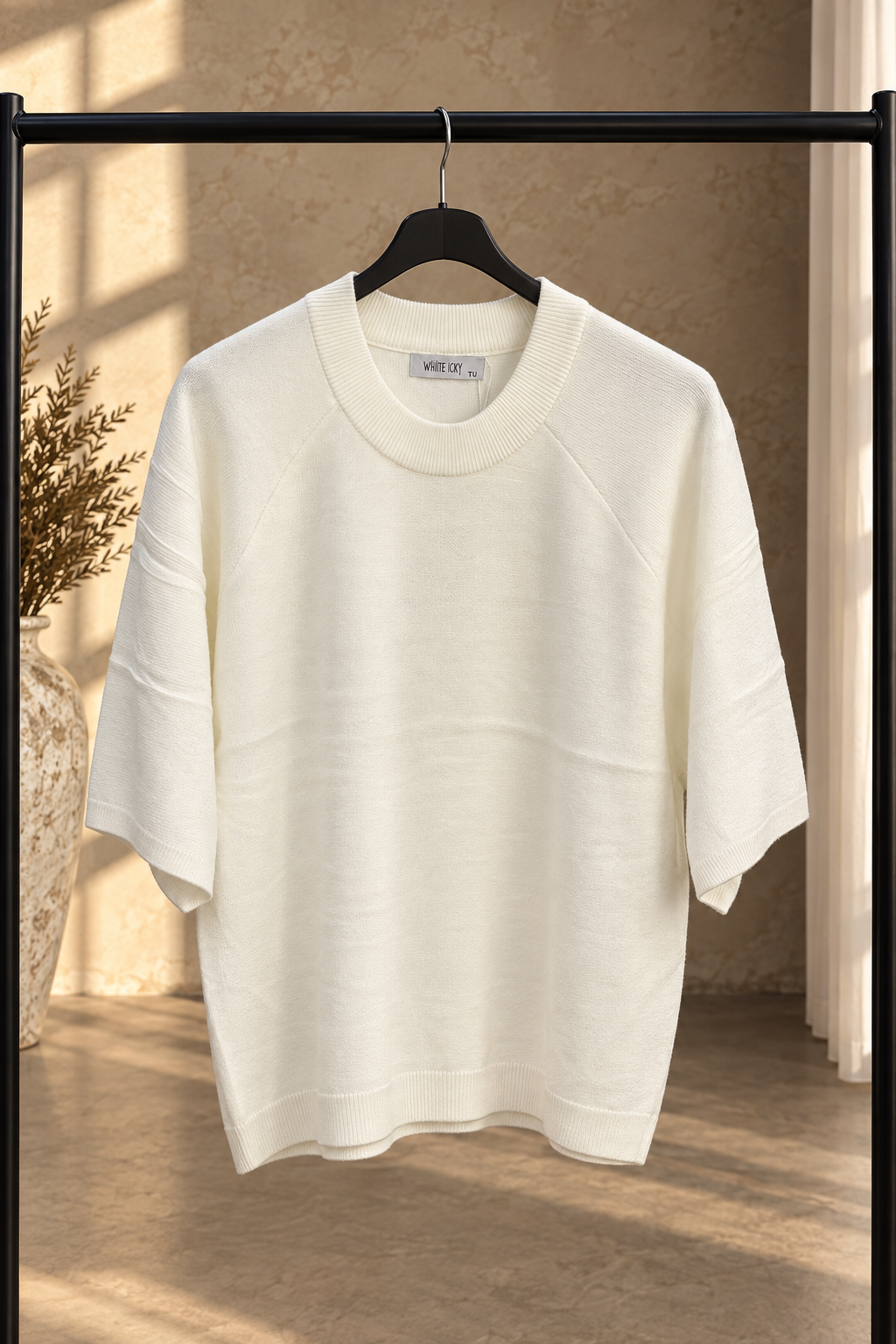 3/4 Sleeve Round Neck Casual Knitted Jumper