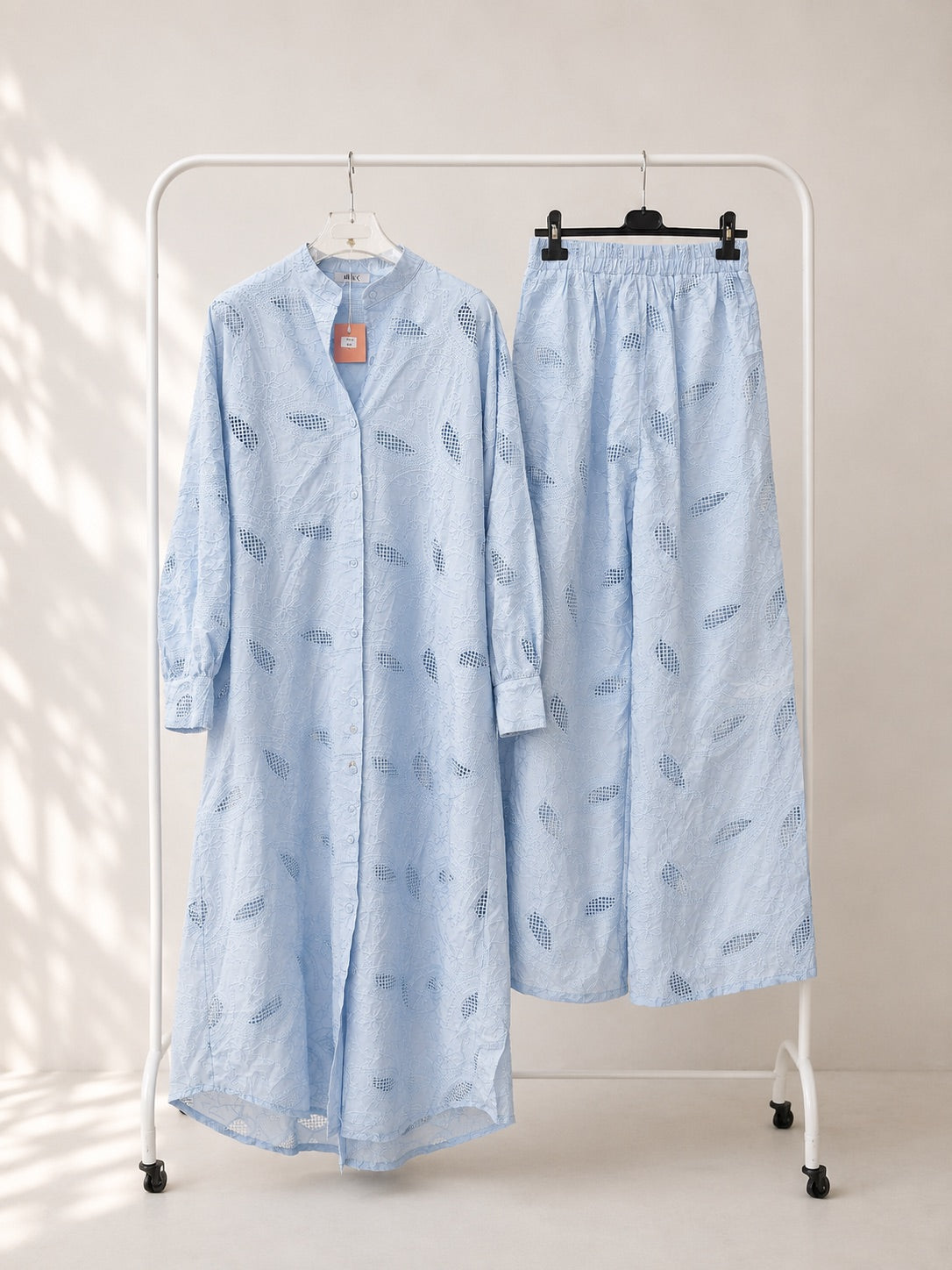 Long Embroidered Cotton Co-Ord Set