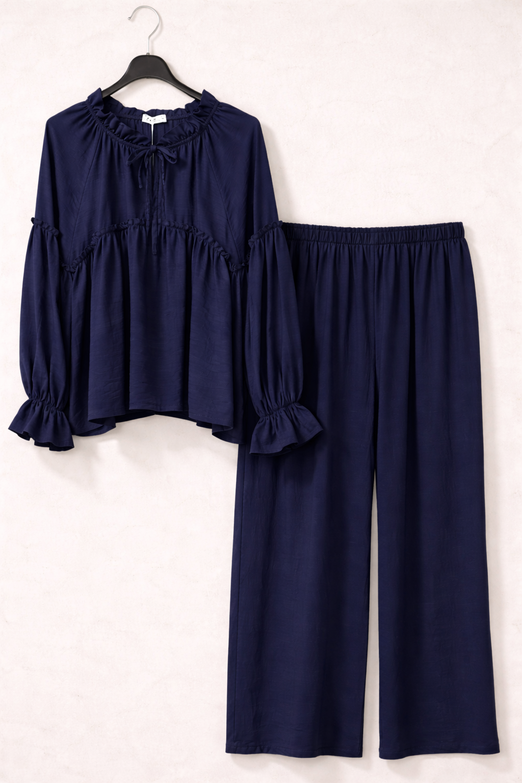 Simple ruffle detail coord two piece set