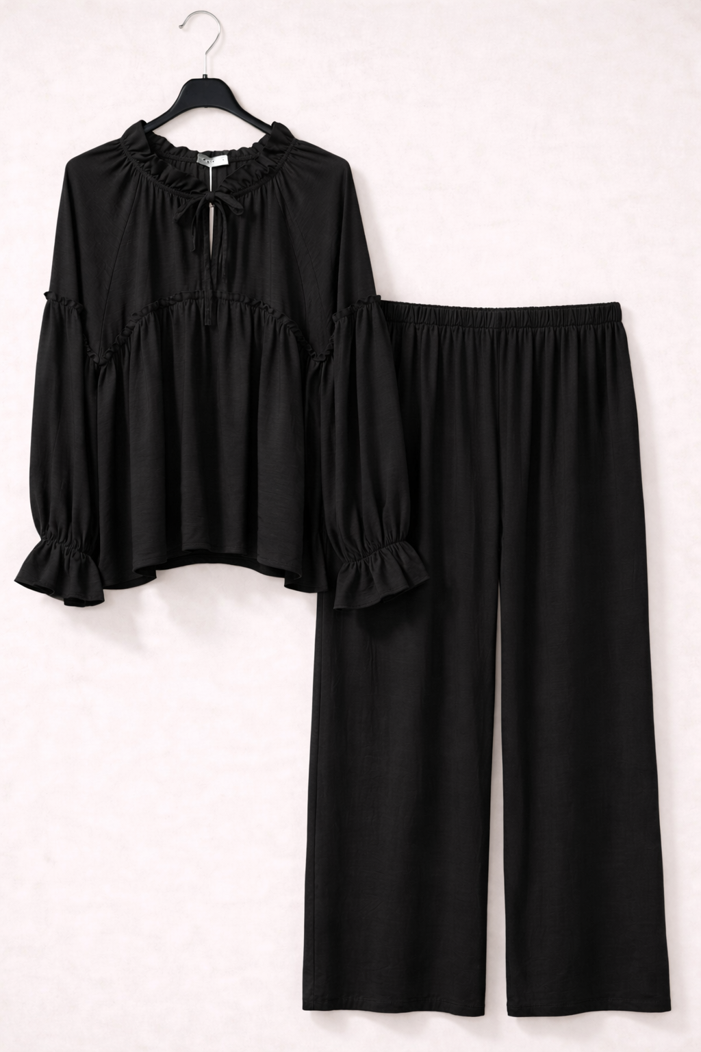 Simple ruffle detail coord two piece set