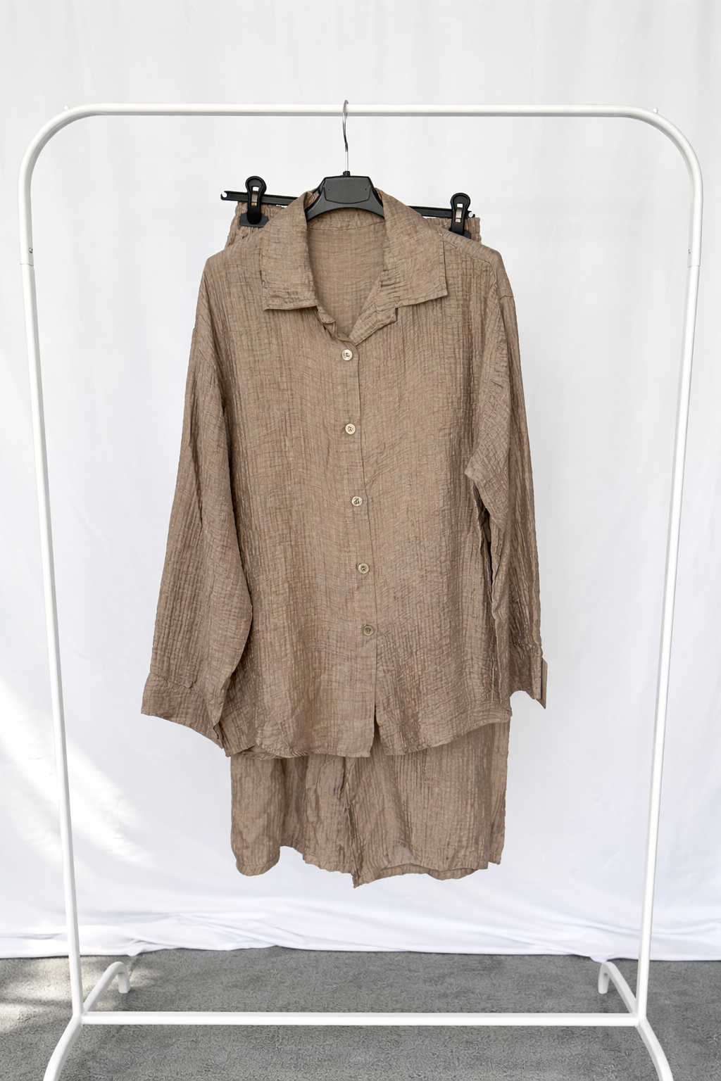 Cotton cheesecloth Modest two piece shirt set