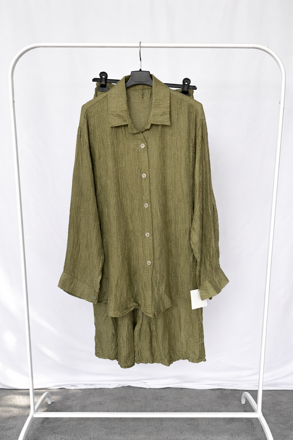 Cotton cheesecloth Modest two piece shirt set