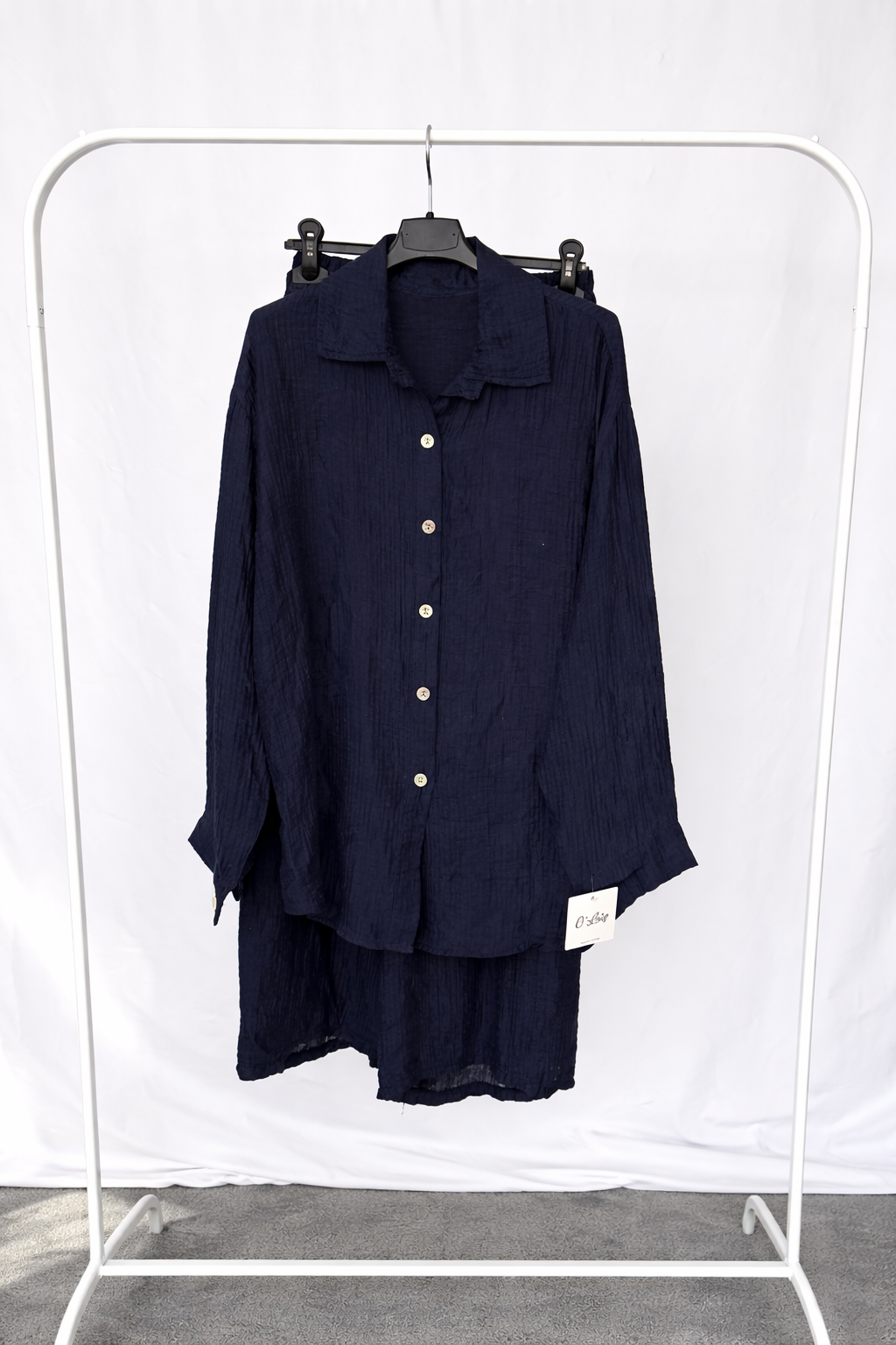 Cotton cheesecloth Modest two piece shirt set