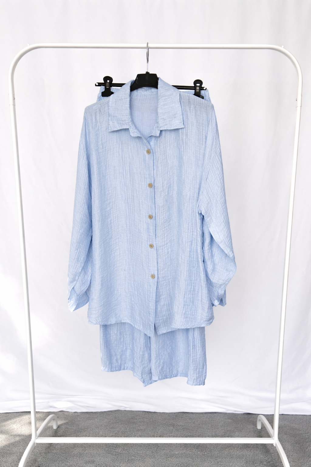 Cotton cheesecloth Modest two piece shirt set