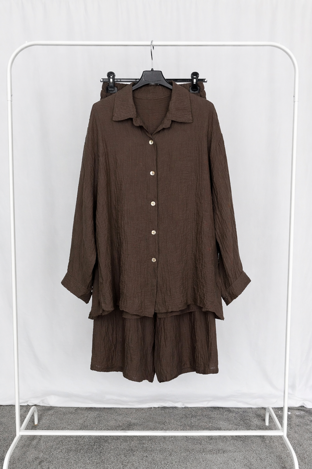 Cotton cheesecloth Modest two piece shirt set