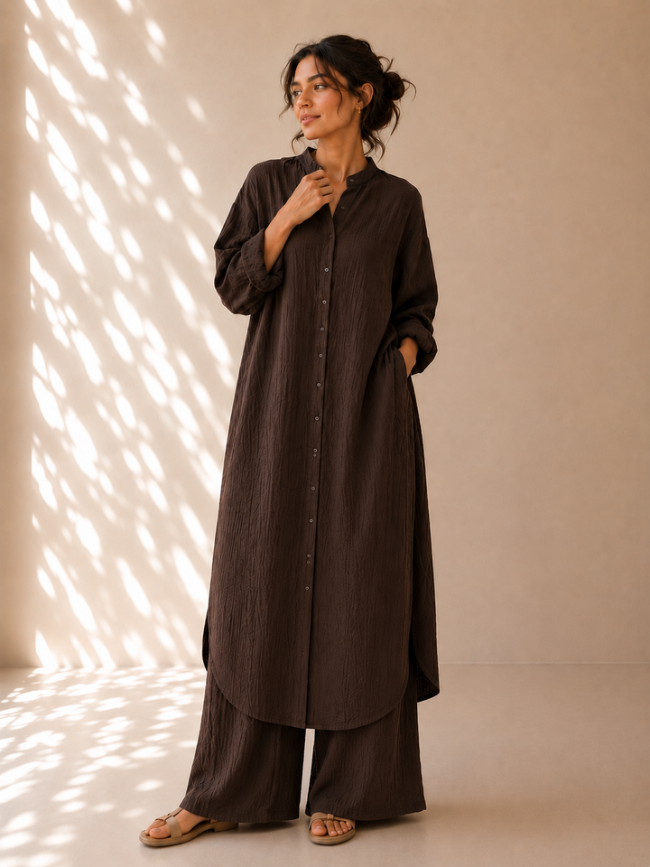 Longline cotton cheesecloth coord set