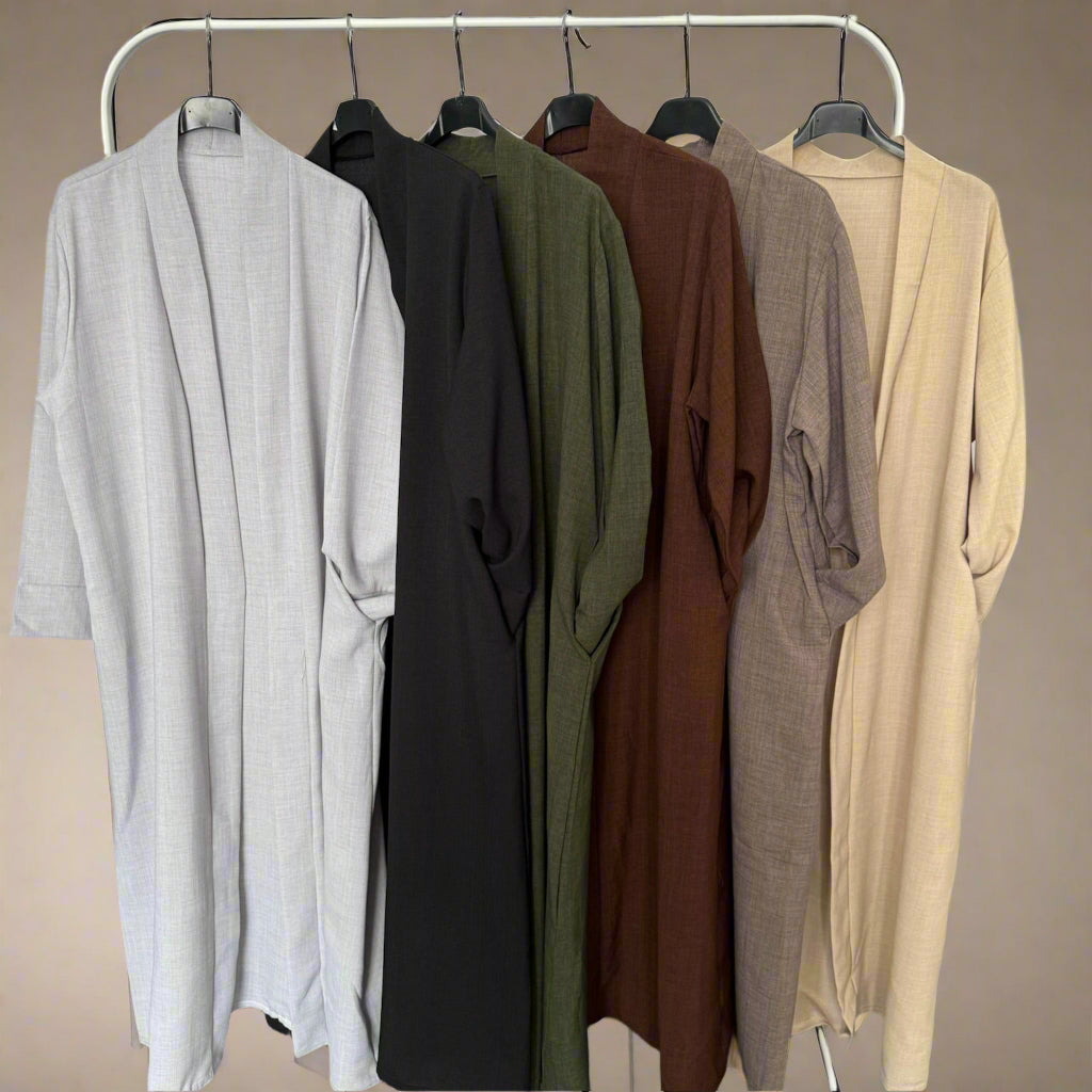 Daily casual open abaya with pockets