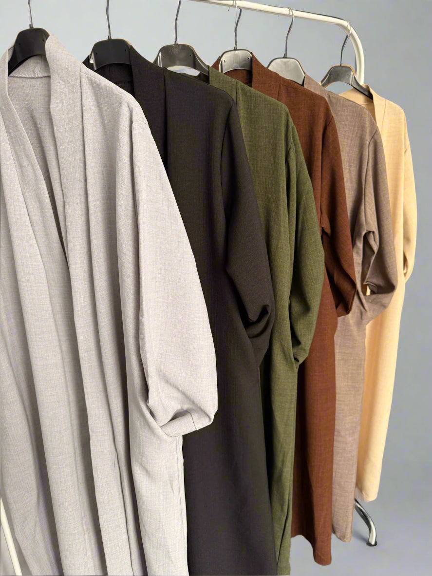 Daily casual open abaya with pockets